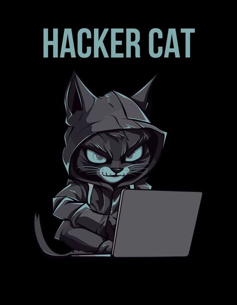 A Hacker Cat Cat Tshirt Design, Cat Essentials, Cat Hacks, Cat Graphic Tee, Cat Graphic, Cat Tee, Customise T Shirt, Cat T, Cat Illustration