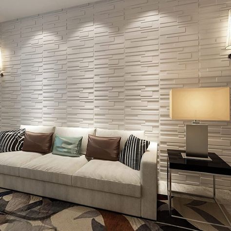 Orren Ellis Huxford 19.7" x 19.7" Wall Paneling in White & Reviews | Wayfair Plastic Wall Panels, Company Logo Wall, Vinyl Wall Panels, Modern Wall Paneling, Backsplash Panels, Pvc Wall Panels, Wall Lighting Design, Pvc Wall, 3d Wall Panels