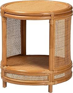 bali & pari Louis Modern Bohemian Natural Brown Rattan End Table : Amazon.ca: Home Rattan End Table, Toddler Bedroom, Nursery Inspo, Woven Rattan, Round Side Table, Open Shelf, Solid Mahogany, Round Design, Mahogany Wood