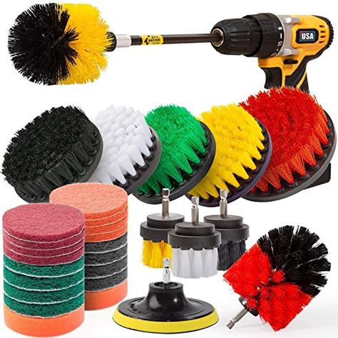 TEUN 30Piece Drill Brush Attachments Set, Scrub Pads Sponge, Power Scrubber Brush with Rotate Extend Long Attachment All Purpose Clean for Grout, Tiles, Sinks, Bathtub, Bathroom, Kitchen Automobile: Amazon.ca: Health & Personal Care Power Scrubber, Bathtub Bathroom, Clean Bathtub, Drill Brush, Buffing Pads, Scrub Sponge, Waxing Kit, Drill Set, Rims For Cars