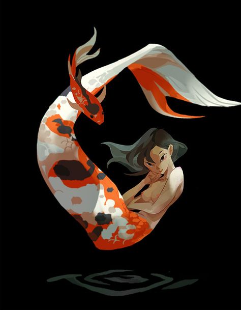 The Art Of Animation, Perci Chen  -  http://percichen.tumblr.com  -... Mermaid Drawings, Mermaids And Mermen, Mermaid Art, Koi Fish, Creature Design, Fantasy Character Design, Pretty Art, Mythical Creatures, Animation Art