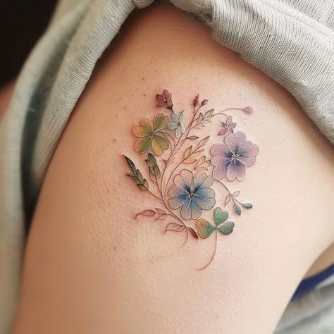 Dazzling Shamrock Tattoo Files Farm Tattoos For Women, Irish Flower Tattoo, Half Butterfly Half Flower Tattoo, Shamrock Tattoo, Hard Tattoos, Shamrock Tattoos, Dog Paw Tattoo, Family Tattoo Designs, Literary Tattoos