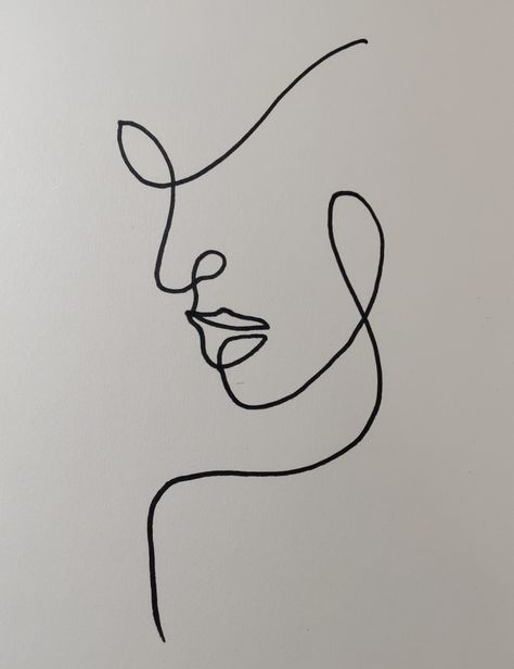 One Line Drawing Face, Line Drawing Face, English Gcse, Simple Face Drawing, Line Drawing Tattoos, Drink Logo, Gcse Revision, Face Outline, Face Line Drawing