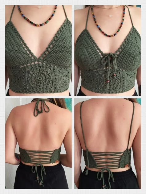 Chic top-bustier ,coton, style boho,carré grand-mère, crochet fait main,pour femme,fille Crochet Clothes Top, Tops En Crochet, Crochet Top Back, Crochet Tops Free Patterns Boho, Crochet Tops Ideas, Haut Crochet, Top En Crochet, Crochet Top Ideas, Boho Crochet Top