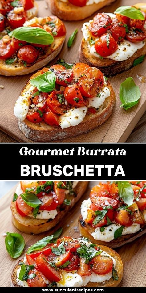 Savor the flavors of this Delicious Burrata Bruschetta with Tomato and Basil! A classic combination that’s perfect for any occasion. Buratta Recipe, Burrata Bruschetta Recipe, Football Sunday Snacks, Burrata Tomato, Burrata Appetizer, Burrata Bruschetta, Sunday Snacks, Bruschetta Recipe, Burrata Cheese