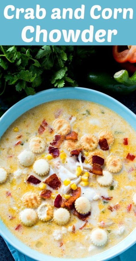 Crab Corn Chowder, Crab Chowder Recipes, Crab And Corn Chowder, Crab And Corn, Crab Chowder, Crab Soup, Corn Chowder Recipe, Chowder Soup, Seafood Gumbo