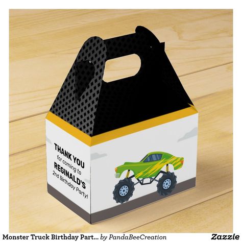 Monster Truck Birthday Party Favor Box Monster Truck Birthday Party, Truck Birthday Party, Monster Truck Party, Monster Trucks Birthday Party, Truck Birthday, Monster Truck Birthday, Trucks Birthday Party, Truck Party, Party Favor Boxes