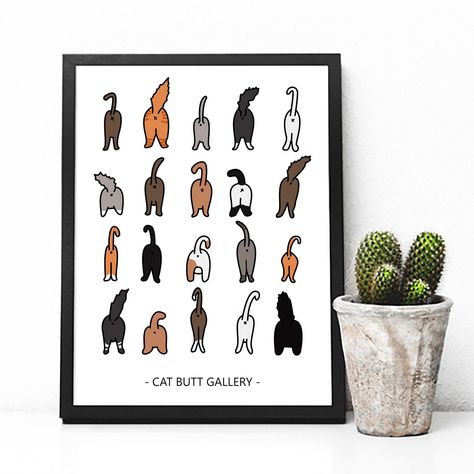 Cat Wall Decor, Vet Med, Cat Tail, Art Funny, Vibrant Artwork, Cat Wall Art, Art Cat, Cat Owner, Cat Posters