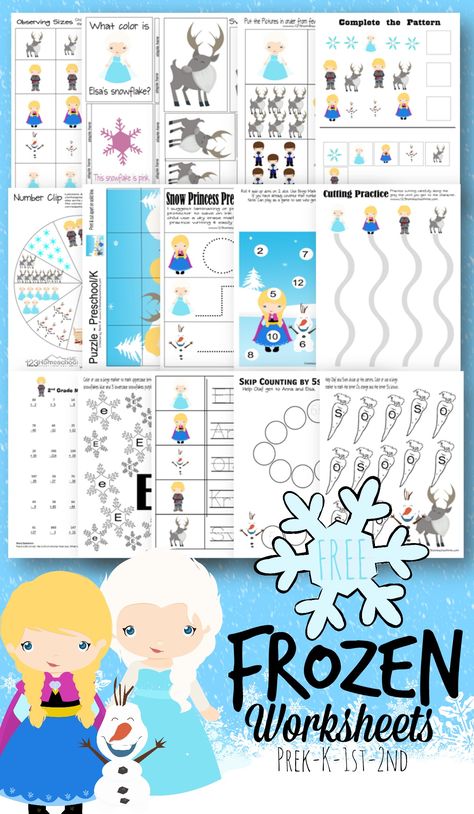 FREE Frozen Worksheets!! These frozen printables are perfect for helping preschool, kindergarten,, first grade, and 2nd graders practice math, alphabet, literacy, and so much more while having FUN!! #frozen #preschool #kindergarten Frozen Worksheets Printables, Elsa Preschool Activities, Frozen Activity Sheets, Frozen Preschool Activities, Frozen Activities For Kids Preschool, Disney Week Preschool, Frozen Activities For Kids, Disney Preschool Activities, Frozen Worksheets