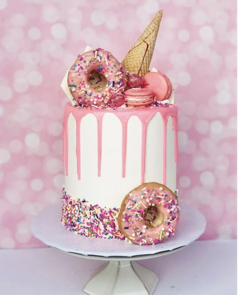 Pink Sprinkle Donut Cake, Too Sweet Birthday Cake, Donut Party Cake Ideas, 2 Sweet Cake Ideas, Donut Sprinkle Cake, Sweet One Theme Cake, 4ever Sweet Birthday Cake, Two Sweet Theme Cake, Donut And Ice Cream Birthday Cake