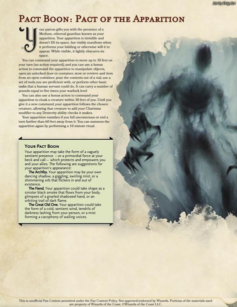 Warlock Tome Pact Art, Dnd Warlock Pact, Warlock Pacts 5e, Dnd Warlock, Dnd Subclasses, Homebrew Classes, Warlock Dnd, Dungeons And Dragons Races, The Apparition