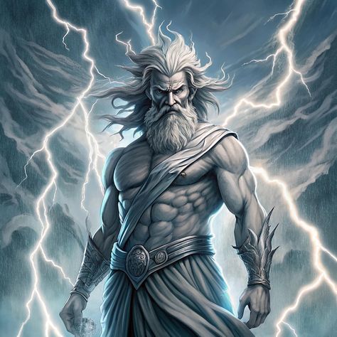 Zeus God Of Thunder, Zeus God, God Zeus, God Of Thunder, Athena Goddess, Thunder And Lightning, Free Business Card Mockup, Greek Myths, Business Card Maker