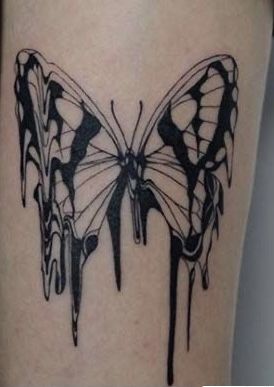 Morphing Butterfly Tattoo, Drippy Butterfly Tattoo, Dripping Butterfly Tattoo, Scary Butterfly Tattoo, Melting Butterfly Tattoo, Creepy Butterfly Tattoo, Edgy Butterfly Tattoo, Trippy Butterfly Tattoo, Butterfly Effect Tattoo