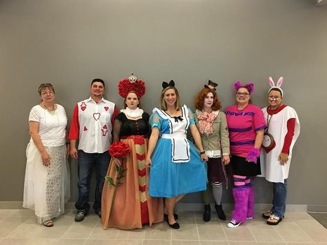 Group Costumes Group Costume 6 People, Wonderland Group Costume, Group Character Costumes, Group Halloween Costumes For Work Alice In Wonderland, 6 Person Group Costume, Group Disney Costumes, Large Group Costumes, Encanto Group Costume, Alice In Wonderland Group Costume