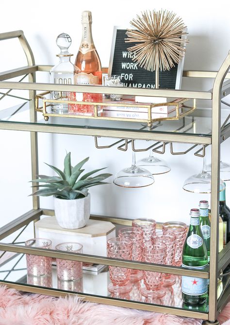 DIY In-home bars Ideas De Mini Bar, Closet Ikea, Gold Bar Cart, Bar Cart Styling, Bar Cart Decor, Mini Bars, Ikea Pax, Custom Closet, Contemporary House Design