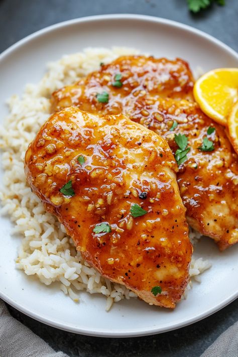 Honey Garlic Chicken Breasts Honey Chicken Breast, Garlic Chicken Breast Recipes, Chicken Breast Dishes, Honey Chicken Recipe, Chicken Stuffing Casserole, Chicken Breasts Recipe, Chicken Stuffing, Garlic Honey, Crockpot Chicken Breast