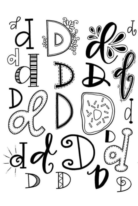 Doodle D Handlettering Abc, Letras Cool, Paper Mate Flair, Writing Fonts, Alfabet Letters, Lettering Challenge, Doodle Fonts, Hand Lettering Fonts, Hand Lettering Alphabet