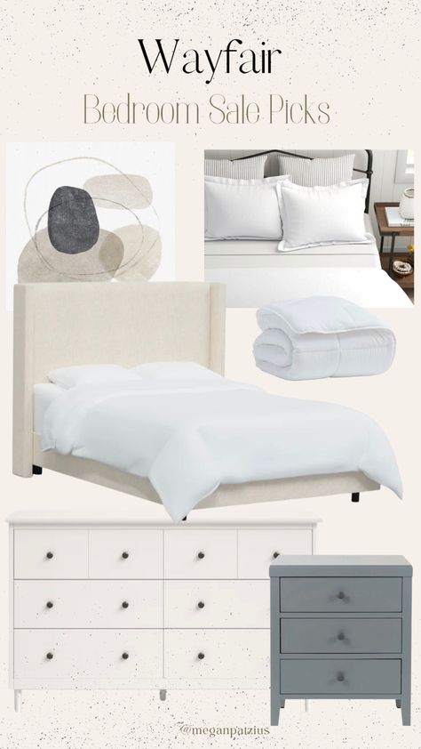 Wayfair bedroom Wayday upholstered bed grey cream white modern furniture Cream Upholstered Bed, Wayfair Bedroom, Bed And Dresser, Modern Upholstered Bed, Upholstered Beds Grey, Modern Upholstered Beds, Bed Grey, Cream Bedding, Grey Dresser