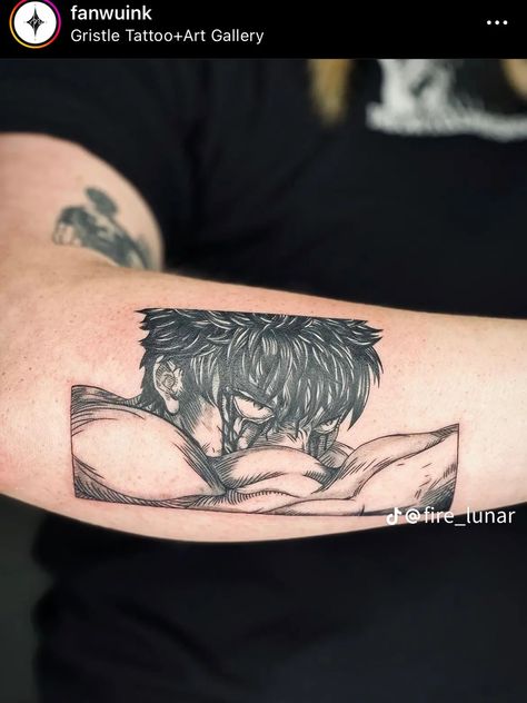 Guts Eyes Tattoo, Berserk Tattoo Guts, Guys Berserk, Guts Berserk Tattoo, Cool Anime Tattoo Ideas, Berserk Tattoo Design, Guts Tattoo, Berserk Tattoo Ideas, Berserk Tattoos