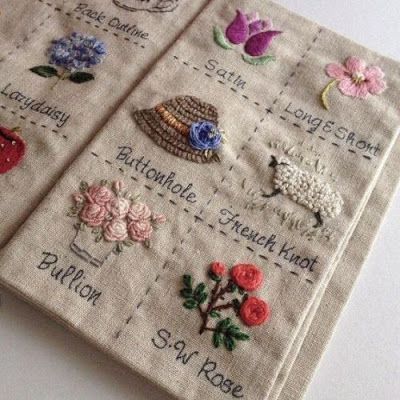 Content in a Cottage: Climbing Roses + Embroidery Stitches Stitch Sampler, Embroidery Sampler, Embroidery Book, Stitch Book, Embroidery Patterns Vintage, Brazilian Embroidery, Simple Embroidery, 자수 디자인, Sewing Embroidery Designs