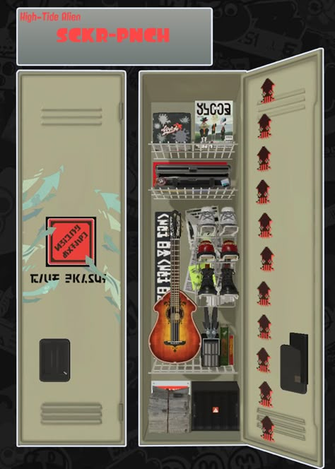 another splatband locker theme :) ty for 2k followers on here!! i promise im reading your requests, im trying my best to make them <3 Hightide Era, Splatoon Locker, Locker Ideas, Paintball Game, Locker Designs, Splatoon 3, Trying My Best, Dead Space, Splatoon