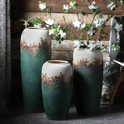 Large Rustic Vase, Large Floor Vases Decor Ideas Ceramic, Big Decorative Vases Living Rooms, Chinese Vase Decor Living Rooms, Big Pot Painting Ideas, Large Floor Vases Decor Ideas, Big Vases Decor Living Room, Large Floor Vase Decor, Room Plants Decor