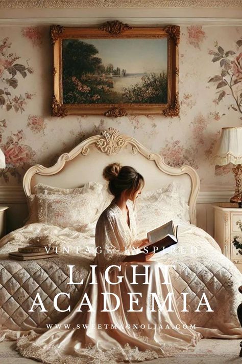 Transform your space with the elegance of Light Academia! Our latest blog explores how to decorate with timeless designs and scholarly charm. Create your cozy haven of learning and nostalgia today.   #LightAcademia #HomeDecor #InteriorDesign  👉 Read more: Romantic Academia Interior, Light Academia Essentials, Romantic Academia Bedroom, Soft Academia Aesthetic Room, Light Academia Bedroom Aesthetic, Light Academia Aesthetic Bedroom, Light Academia Interior Design, Light Academia Design, Light Academia Home