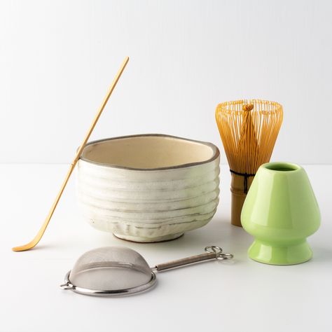 Everything you need to make a bowl of matcha! This all-in-one kit includes a matcha bowl (chawan), bamboo matcha whisk (chasen), bamboo matcha scoop (chashaku), matcha sifter, matcha whisk holder, and optional tin of ceremonial grade matcha. Matcha Starter Kit Information Our Matcha Starter Kit contains: Matcha bowl (chawan): Choose between deep blue or white. The shape of this bowl is designed to give you the optimal space to whisk matcha and hot water together until frothy and then sip directl Matcha Mixing Bowl, Matcha Bowl Ceramics, Matcha Photography, Matcha Mug, Matcha Kit, Matcha Drinks, Matcha Cup, Gustaf Westman, Ceremonial Matcha