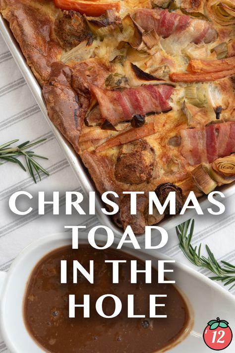 Christmas Toad in the Hole | 12 Tomatoes Toads In A Hole, Mini Toad In The Hole, Toad In A Hole Recipe, Toad In A Hole, Toad In The Hole Recipe, Yorkshire Pudding Batter, Bacon Wrapped Sausages, English Recipes, Sausage Wrap