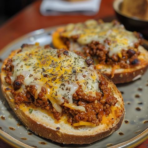 So good! The kids love these so much that we often need to not double, but triple this recipe. Yup, not a typo Cheesy Sloppy Joes, Homemade Beef Stroganoff, Sloppy Joes Sandwich, Crispy Sweet Potato, Garlic Bread Recipe, Indulgent Food, Sloppy Joe, Homemade Beef, Sloppy Joes