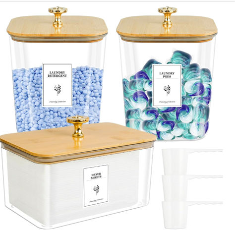 Are you tired of searching for your laundry detergent and fabric softeners every time you do the wash? Say goodbye to clutter and hello to convenience!
These stylish and functional laundry organizer containers are here to rescue your laundry room. Keep all your detergents and essentials in one easy-to-reach place, making laundry day a breeze. 🧼#amazonmusthaves #homedecor #laundryorganizer Dryer Sheet Holder, Organizer Containers, Laundry Room Organization Storage, Dryer Sheet, Laundry Pods, Powder Detergent, Scent Booster, Organization Storage, Small Laundry Room