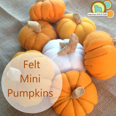 DIY Mini #Felt Pumpkin tutorial Fall Rocks, Wool Stitching, Felt Food Diy, Felt Food Patterns, Baby Mobil, Stitching Projects, Felt Pumpkins, Felt Play Food, Felt Leaves