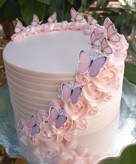 Butterfly Birthday Cake For Women, Simple Bday Cakes For Women, Pink Birthday Cake With Flowers, 13 Birthday Cakes, Cake Ideas For Teens, Birthday Cake For Women Simple, Cakes With Flowers, Birthday Cake For Boyfriend, Cake Designs For Girl