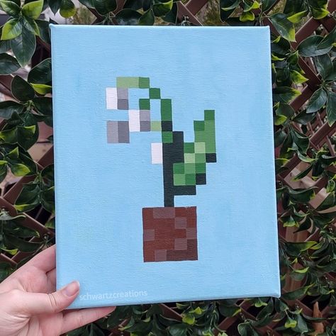 Lily Of The Valley Minecraft Painting Acrylic Painting Pixel Art, Minecraft Paintings On Canvas, Easy Minecraft Paintings, Lily Of The Valley Pixel Art, Lily Of The Valley Minecraft, Minecraft Flower Painting, Minecraft Painting Ideas On Canvas, Minecraft Painting Pixel Art, Minecraft Painting Ideas