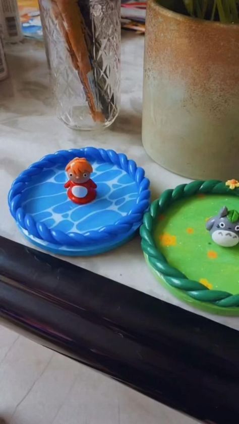 Air Dry Clay Art Projects, Air Dry Clay Art, Dry Clay Art, Studio Ghibli Crafts, Sculpture Art Clay, Air Dry Clay Projects, Tanah Liat, Clay Diy Projects, Pottery Painting Designs