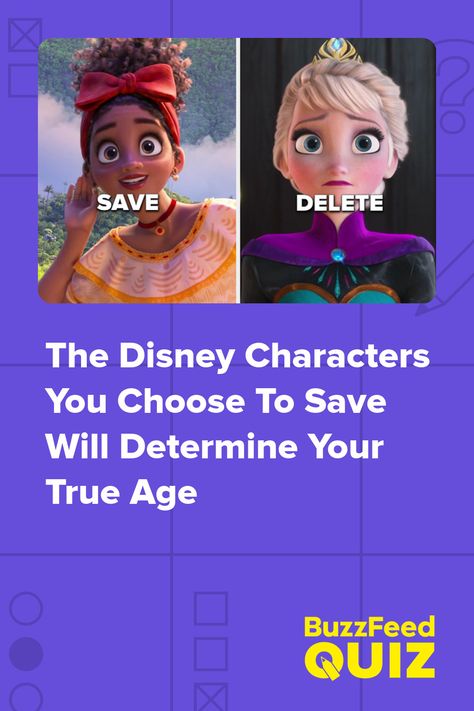 The Disney Characters You Choose To Save Will Determine Your True Age Oh My Disney Quizzes, Guess Your Age Quiz, Disney Character Quiz, Disney Buzzfeed, Buzzfeed Quizzes Disney, Disney Test, Quizzes Funny, Best Buzzfeed Quizzes, Fashion Facts