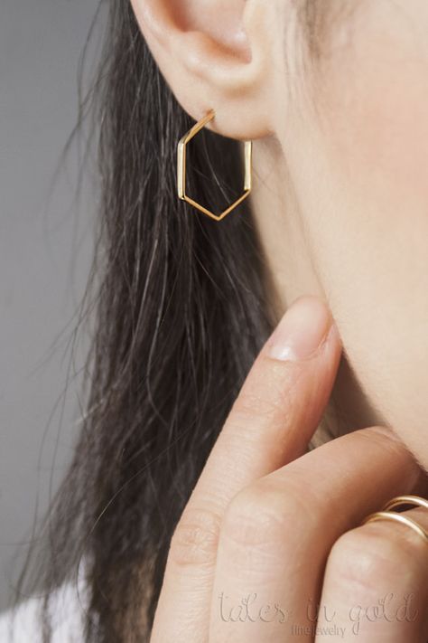 Gold Hoop Earrings, Gold Hexagon Hoops, 14K Gold Earrings, Yellow Gold, Hexagon Earrings, Everyday Earrings, Dainty Jewelry, Womens Earrings, 9K Gold Hoops, Gift For Her, Geometric Earrings ★★★★★★★★★★★★★★★★★★★★★★★★★★★★★★★★★★ Who ever said a hoop ought to be round? Any shape could become a beautiful hoop earring! We decided to give this cute hexagon a chance and we were glad to see the result! Stylish and unique, just like every woman should feel! --Fairy Goldmother ★★★★★★★★★★★★★★★★★★★... Jewelry Lanyard, Word Jewelry, Danbury Connecticut, Sell Jewelry, Nyc Boutiques, Hammered Hoop Earrings, Jewish Jewelry, 18k Gold Earrings, Soho Nyc