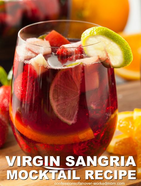 Virgin Sangria Recipe Virgin Sangria, Best Sangria Recipe, Red Sangria Recipes, Summer Mocktails, Sangria Cocktail, Red Sangria, Spanish Wine, Sangria Recipes, Mocktail Recipe