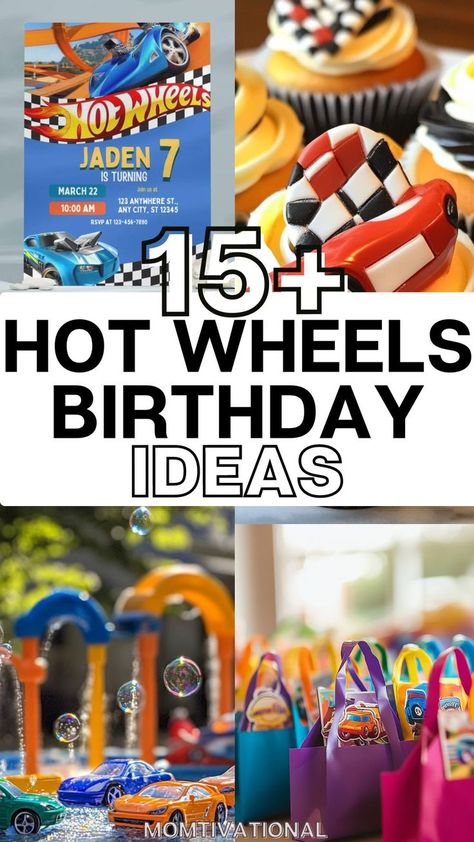 These Hot Wheels party favors were so easy to put together! I filled them with little toys and candy, and the kids couldn’t get enough. A fun, simple way to end the party! Hotwheels Birthday Party Food Ideas, Hot Wheels Birthday Theme, Hot Wheels Party Food, Hotweels Birthday Ideas, Hot Wheels Party Favors, Hot Wheels Cupcakes, Hot Wheels Birthday Party Ideas, Hot Wheels Diy, Hot Wheels Birthday Party