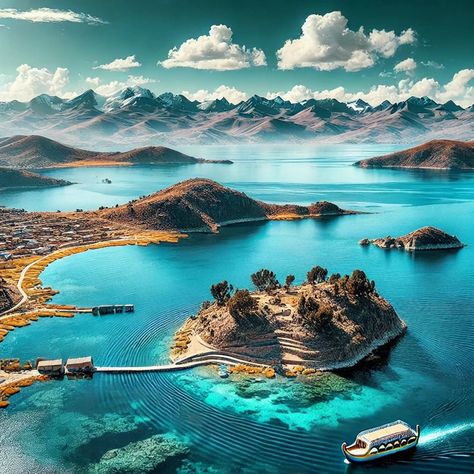 🏔️💧 The World’s Highest Lake 🌊 Did you know? Lake Titicaca, on the border of Peru and Bolivia, is the highest navigable lake in the world! 🗺️⛵️ At over 12,500 feet above sea level, it’s surrounded by the Andes mountains and ancient Inca sites. 🌄🏛️ With its clear blue waters, unique floating islands, and rich culture, Lake Titicaca is a must-visit for travelers and adventure lovers! 🇵🇪🇧🇴 Ready to explore one of Earth’s most magical places? 📸🌏 #laketiticaca #peru #bolivia #travelfacts #high... Lake Titicaca Peru, Floating Islands, Lake Titicaca, Travel Facts, Clear Blue Water, Andes Mountains, On The Border, Sea Level, Magical Places