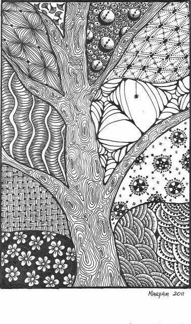 Zentangle Plants, Zentangle Tree, Zentangle Art Ideas, Tree Zentangle, Zantangle Art, Zentangle Artwork, Zen Doodle Art, Zentangle Designs, Tangle Art