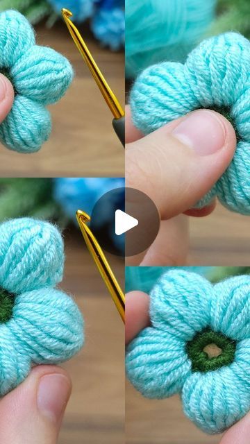 How To Crochet A Flower, Crochet Blanket For Beginners, Diy Crochet Flowers Tutorial, Flor A Crochet, Beginner Blanket, Flor Crochet, Crochet Wreath Pattern, Flowers For Beginners, Crochet Puff Flower