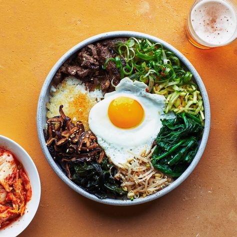 Bibimbap Recipe | Bon Appétit Best Spinach Recipes, Boneless Beef Ribs, Bibimbap Recipe, Baby Spinach Salads, Korean Grocery, Dry Rice, Sauteed Zucchini, Korean Dishes, Spring Vegetables