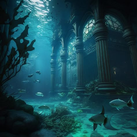 Sunken Ruins, City Of Atlantis, Fantasy Locations, Lost City Of Atlantis, Sunken City, Underwater City, Terra Nova, Squid Game, Lost City