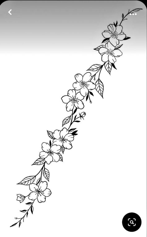 Flower Wrap Around Tattoo Stencil, Flowers On A Vine Tattoo, Tattoo Filler Ideas Sleeve Backgrounds Flower, Daisy Vine Tattoo, Flower Vines Tattoo, Long Flower Tattoo, Wrist Flower Tattoo, Flower Vine Tattoos, Animal Design Tattoo