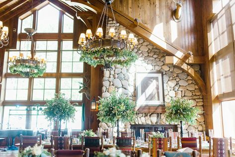 Rustic Reception at Saddleridge at Beaver Creek Floral Wedding Reception, Patterned Bridesmaid, Rustic Reception, Beaver Creek Wedding, Greenery Centerpiece, Creek Wedding, Wedding Reception Decor, Wedding Chandelier, Tall Centerpieces