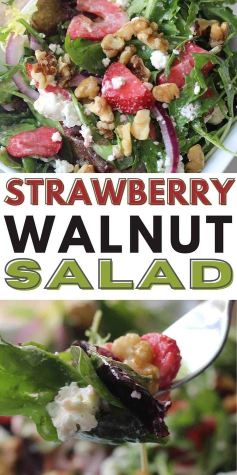 Spinach And Strawberry Salad, Strawberry Walnut Salad, Salad With Strawberries, Strawberry Spinach Salad, Feta Cheese Salad, Salads To Go, Strawberry Spinach, Berry Salad, Spinach Strawberry Salad