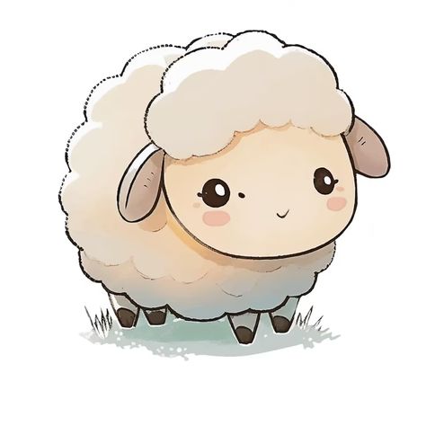 Sheep Vector Illustration, Cute Sheep Painting, Sheep Cute Illustration, Sheep Cute Drawing, Sheep Drawing Illustration, Sheep Illustration Design, Cute Sheep Drawing, Draw Sheep, Sheep Doodle