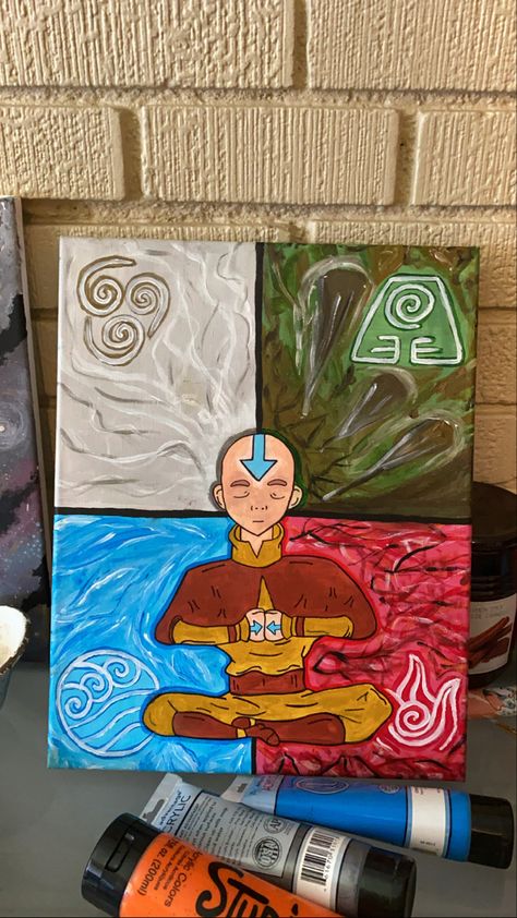 Easy Avatar Painting, Avatar The Last Airbender Art Painting, Avatar The Last Airbender Canvas Art, Avatar Painting Ideas, Avatar Painting The Last Airbender, Avatar Acrylic Painting, Avatar Canvas Painting, Avatar The Last Airbender Art Drawing, Atla Painting