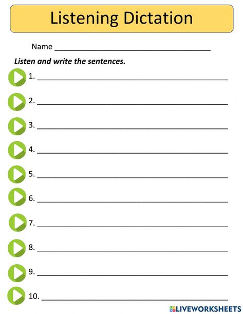 Dictation Worksheet, Activities For Listening Skills, Listening Worksheet, Listen And Colour Worksheet, Listening Skills Activities Student, Listening Skills Worksheets, Listening Skills Activities, Listening Test Worksheet, Listening English